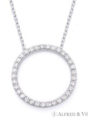 Eternity Circle CZ Crystal Pendant in .925 Sterling Silver w/ Rhodium